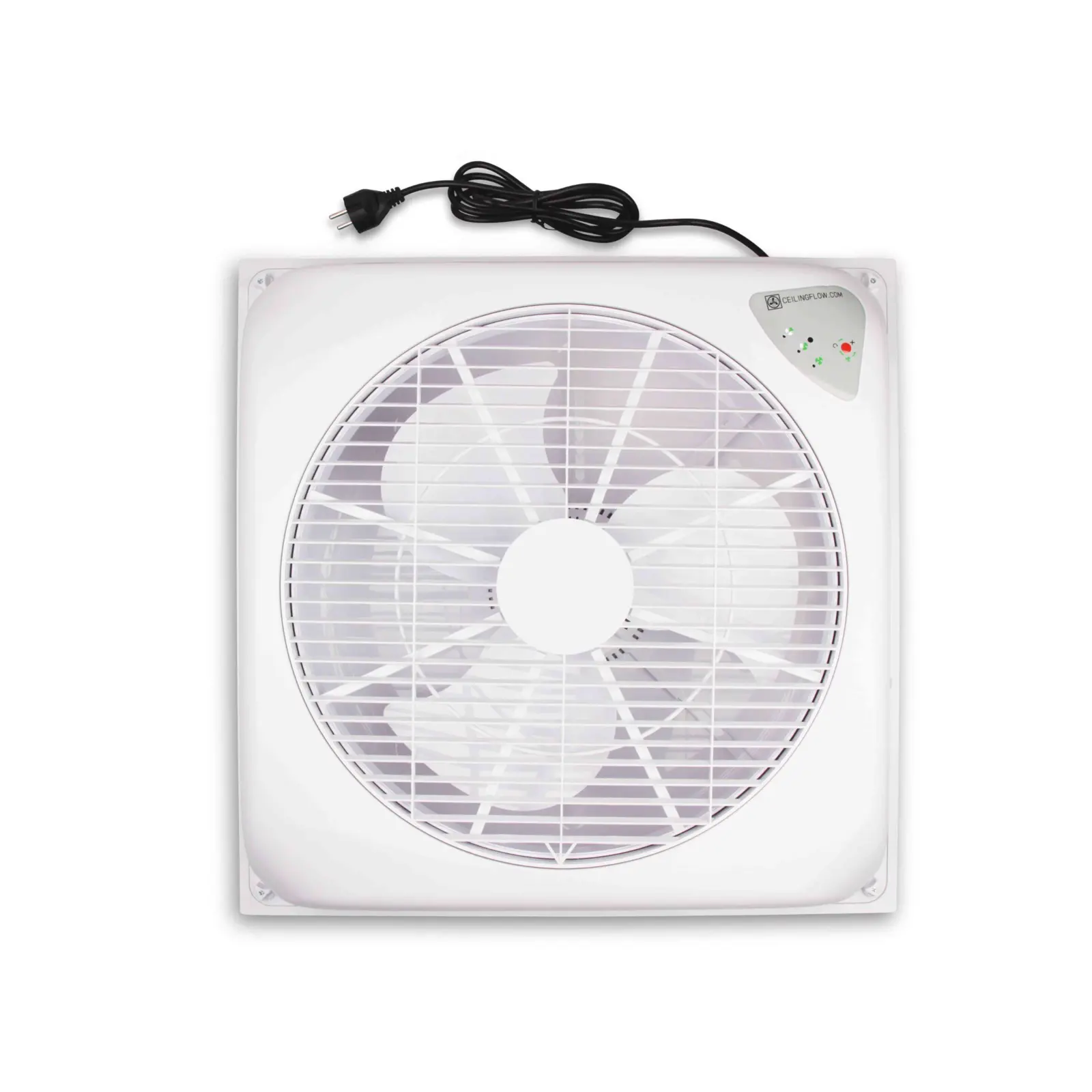 Ceilingflow witte plafondventilator gemonteerd in 60x60 systeemplafond